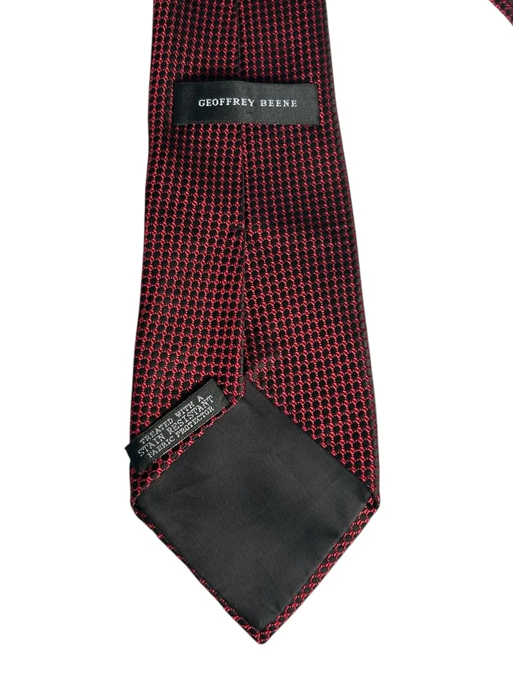 Geoffrey Beene 100% Silk Stain Resistant Red Black Tie Mens Preppy Formal Suit